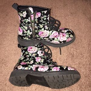floral combat boots